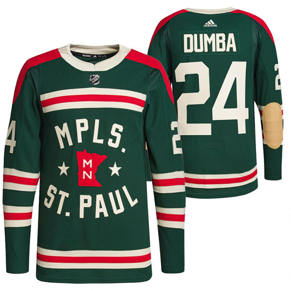Men's Minnesota Wild #24 Matt Dumba 2022 Green Winter Classic Stitched Jersey